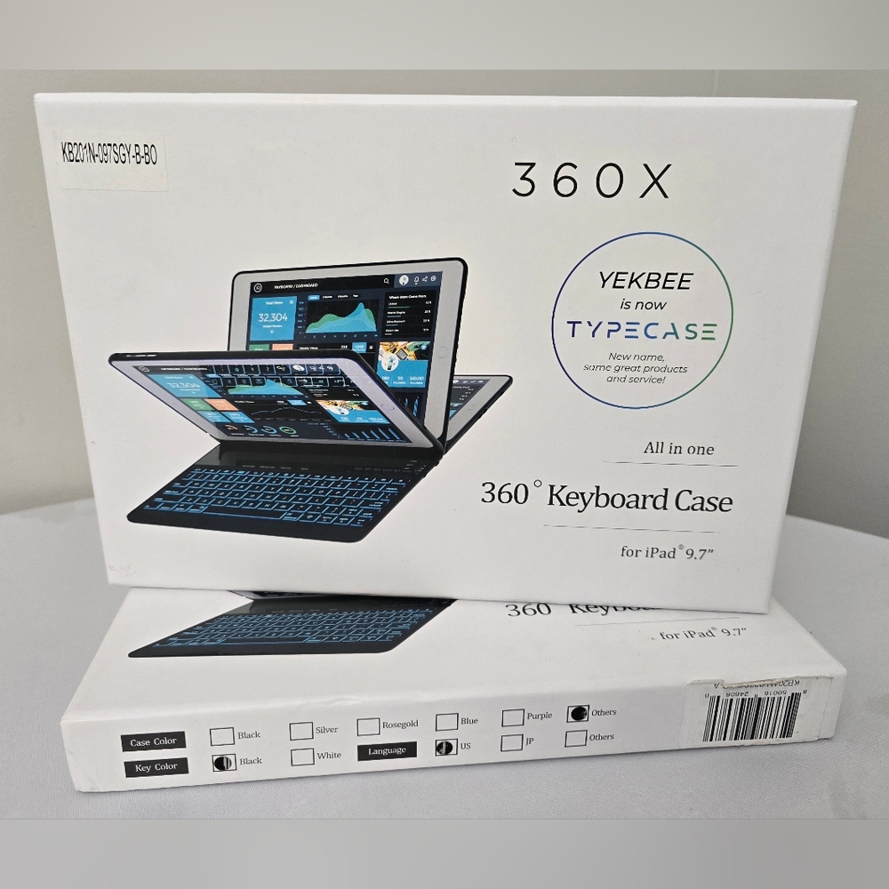 TYPECASE Flexbook 360X All In One 360° Keyboard Case iPad 9.7" Black Charging Ca
